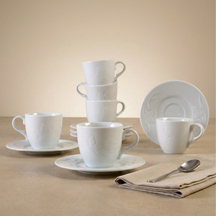 Güral Porselen Rölyefli Kahve Fincan Takımı 12 Prç