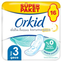 Orkid Ekstra Hassas Gece Hijyenik Ped 16'lı