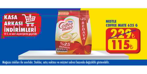 50 TL ve üzeri alışverişte 115.00 TL!