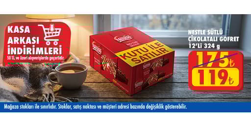 50 TL ve üzeri alışverişte 119.00 TL!