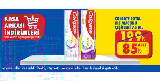 50 TL ve üzeri alışverişte 85.00 TL!