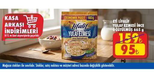 50 TL ve üzeri alışverişte 95.00 TL!