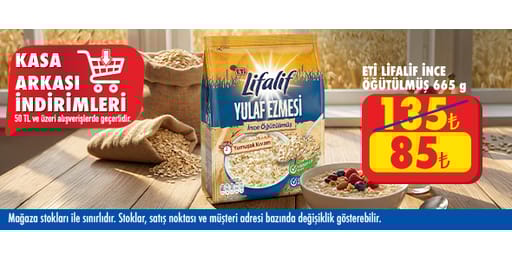 50 TL ve üzeri alışverişte 85.00 TL!