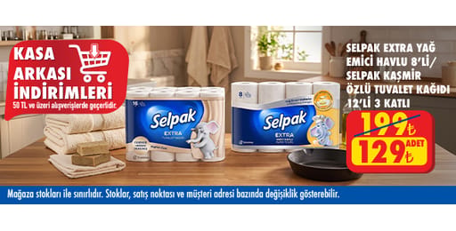 50 TL ve üzeri alışverişte 129.00 TL!