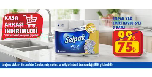 50 TL ve üzeri alışverişte 75.00 TL!