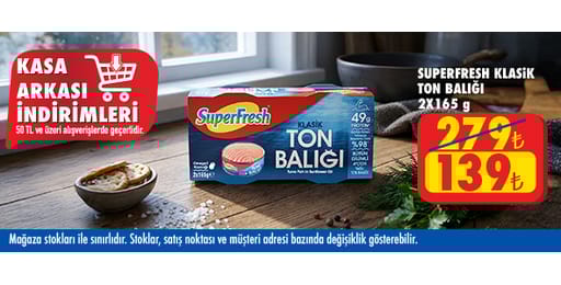 50 TL ve üzeri alışverişte 139.00 TL!