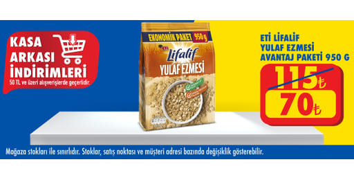 50 TL ve üzeri alışverişte 70.00 TL!