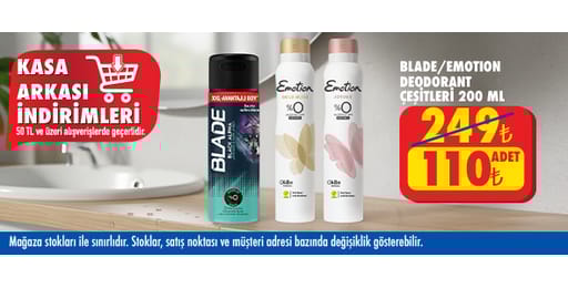 50 TL ve üzeri alışverişte 110.00 TL!