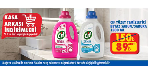 50 TL ve üzeri alışverişte 89.00 TL!