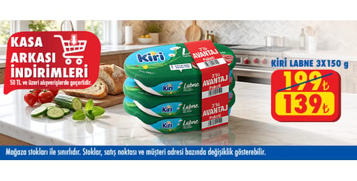 50 TL ve üzeri alışverişte 139.00 TL!