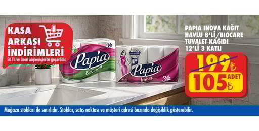 50 TL ve üzeri alışverişte 105.00 TL!