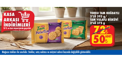 50 TL ve üzeri alışverişte 50.00 TL!