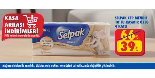 50 TL ve üzeri alışverişte 39.00 TL!