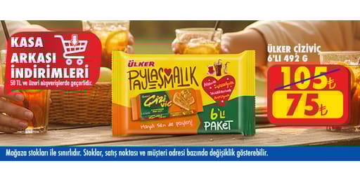 50 TL ve üzeri alışverişte 75.00 TL!