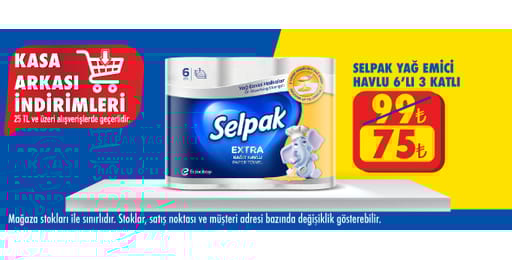 25 TL ve üzeri alışverişte 75.00 TL!