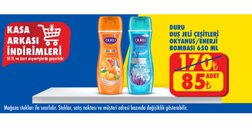 50 TL ve üzeri alışverişte 85.00 TL!