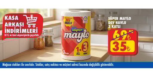 50 TL ve üzeri alışverişte 35.00 TL!