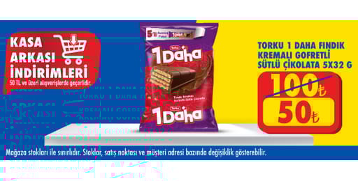 50 TL ve üzeri alışverişte 50.00 TL!