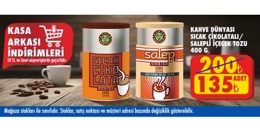 50 TL ve üzeri alışverişte 135.00 TL!