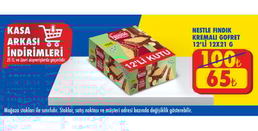 25 TL ve üzeri alışverişte 65.00 TL!