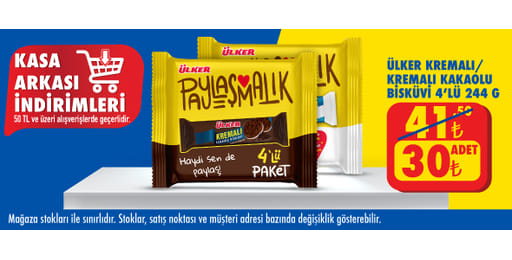 50 TL ve üzeri alışverişte 30.00 TL!