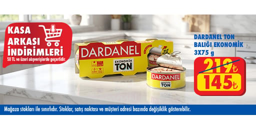 50 TL ve üzeri alışverişte 145.00 TL!