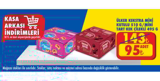 50 TL ve üzeri alışverişte 95.00 TL!