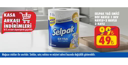 50 TL ve üzeri alışverişte 49.00 TL!
