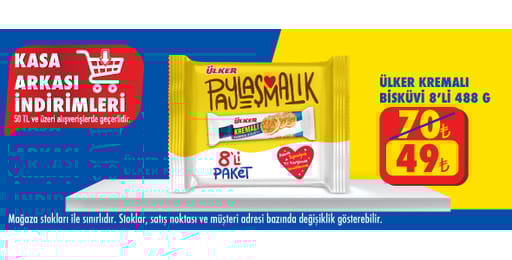 50 TL ve üzeri alışverişte 49.00 TL!