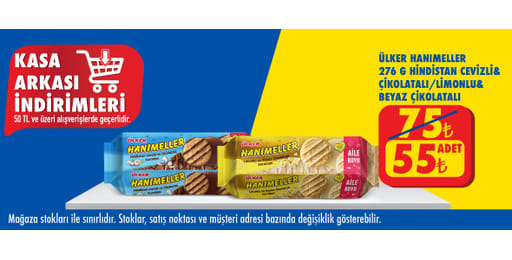 50 TL ve üzeri alışverişte 55.00 TL!