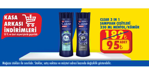 50 TL ve üzeri alışverişte 95.00 TL!