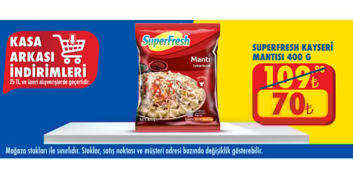 25 TL ve üzeri alışverişte 70.00 TL!