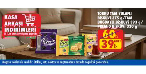 50 TL ve üzeri alışverişte 39.00 TL!