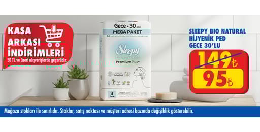 50 TL ve üzeri alışverişte 95.00 TL!