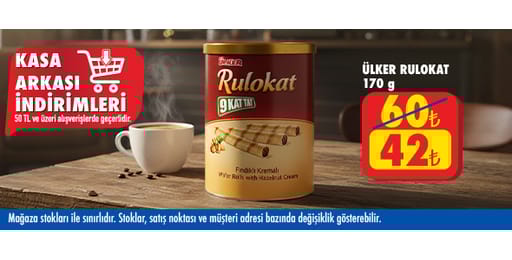 50 TL ve üzeri alışverişte 42.00 TL!