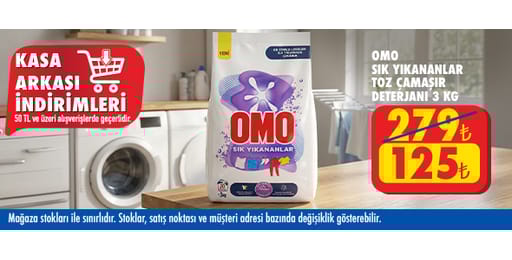 50 TL ve üzeri alışverişte 125.00 TL!