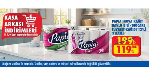 50 TL ve üzeri alışverişte 119.00 TL!