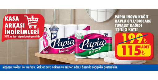50 TL ve üzeri alışverişte 115.00 TL!