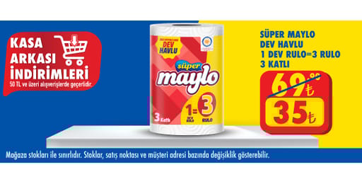 50 TL ve üzeri alışverişte 35.00 TL!