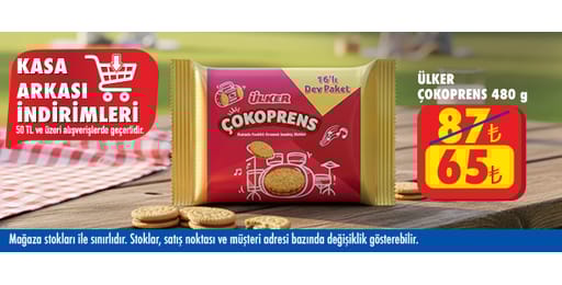 50 TL ve üzeri alışverişte 65.00 TL!