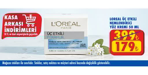 50 TL ve üzeri alışverişte 179.00 TL!