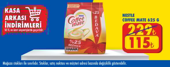 50 TL ve üzeri alışverişte 115.00 TL!