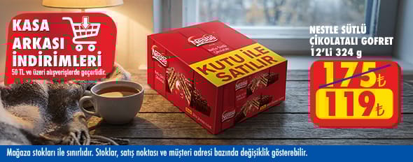 50 TL ve üzeri alışverişte 119.00 TL!