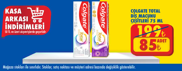 50 TL ve üzeri alışverişte 85.00 TL!
