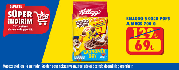25 TL ve üzeri alışverişte 69.00 TL!