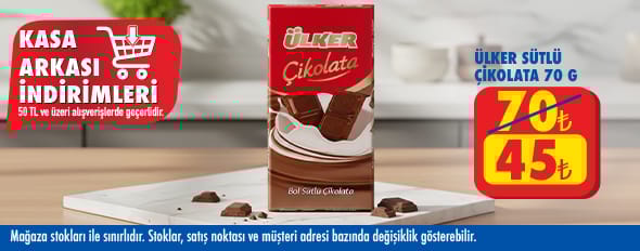 50 TL ve üzeri alışverişte 45.00 TL!