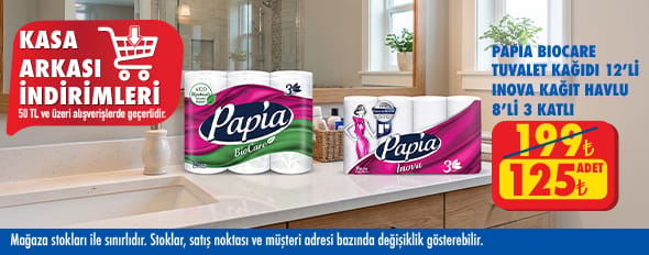 50 TL ve üzeri alışverişte 125.00 TL!