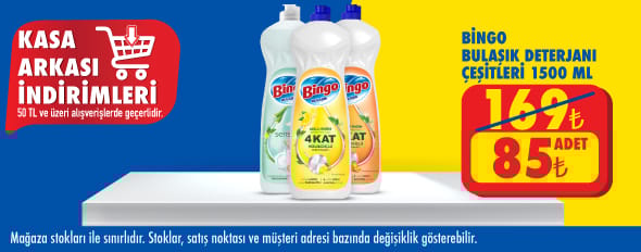 50 TL ve üzeri alışverişte 85.00 TL!