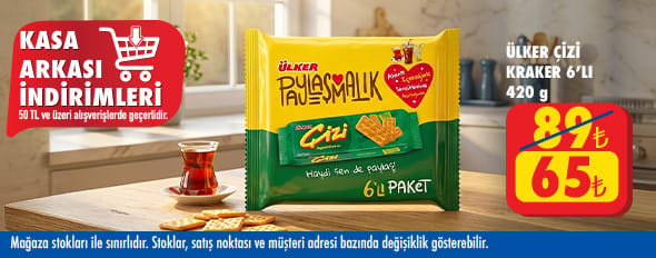 50 TL ve üzeri alışverişte 65.00 TL!