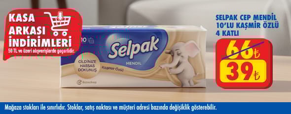 50 TL ve üzeri alışverişte 39.00 TL!